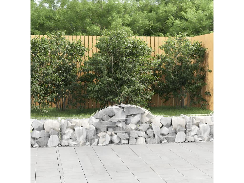 Paniers à gabions arqués 2 pièces 200x30x40/60 cm Fer galvanisé RZBN77290