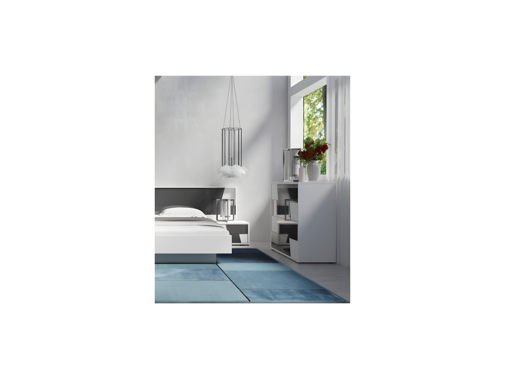 Commode Dormeva 4 tiroirs - Coloris blanc et finitions gris béton - 110 cm YMSP29554