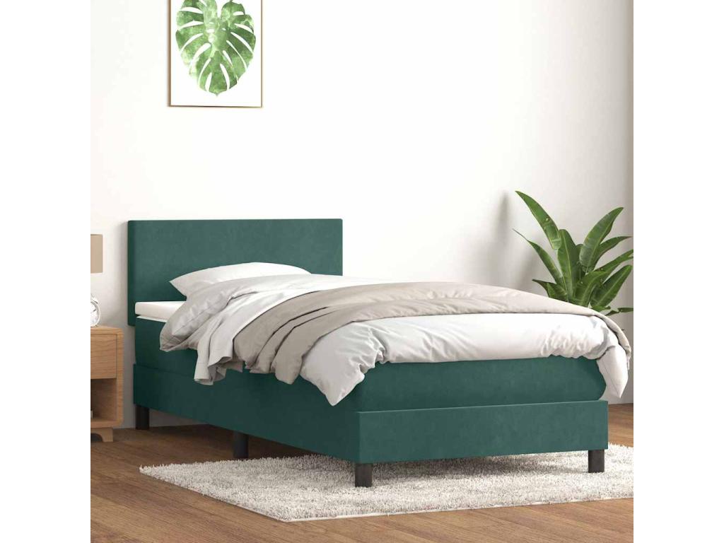 Zensova à Zensova de lit et matelas vert foncé 80x220 cm velours BEWN37557