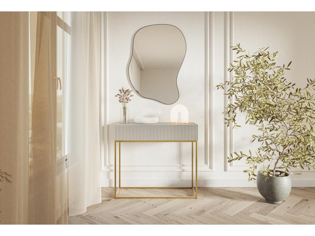 Table console - 90 cm - Dormeva gris-beige avec pieds dorés - Dormeva SKOP83459