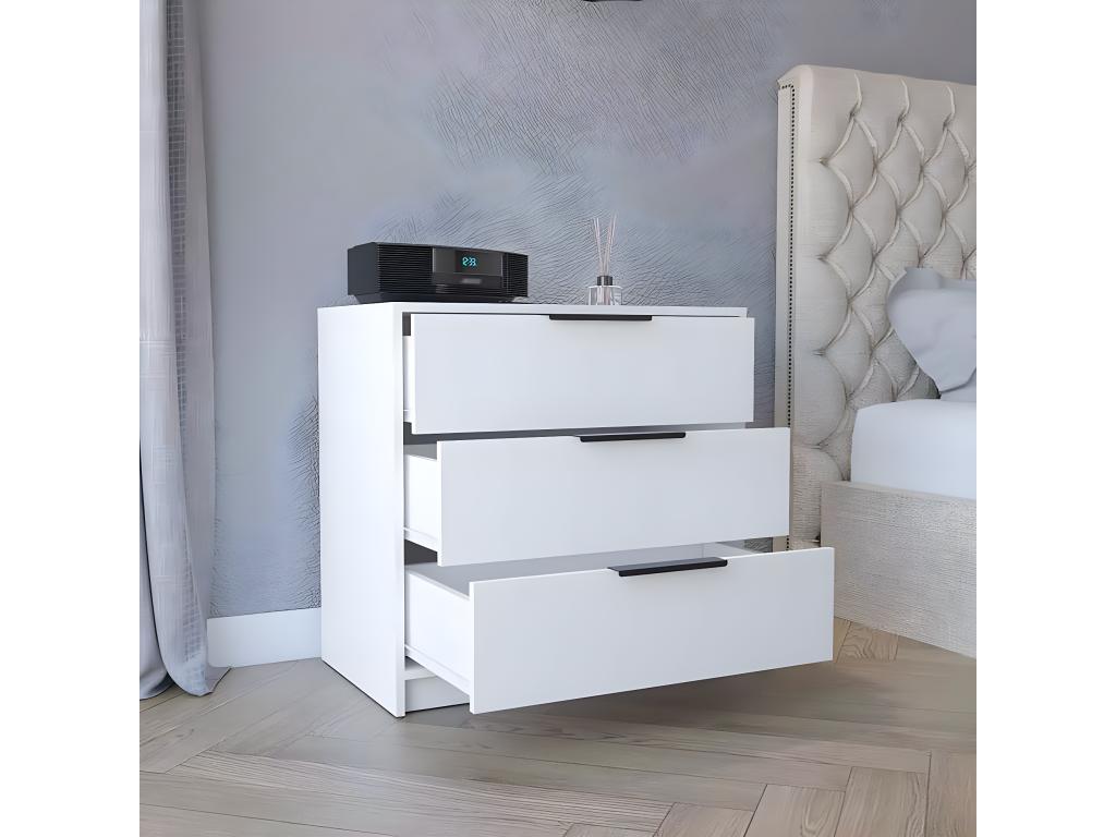 Commode Dormeva en mélamine avec tiroirs à rail métallique 68,68 cm X 69,85 cm X 41,50 cm Blanc WMLK67042