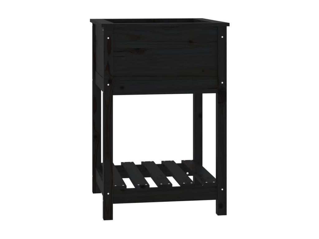 Jardinière avec étagère Noir 54x54x81 cm Bois massif de pin ZVWE72710