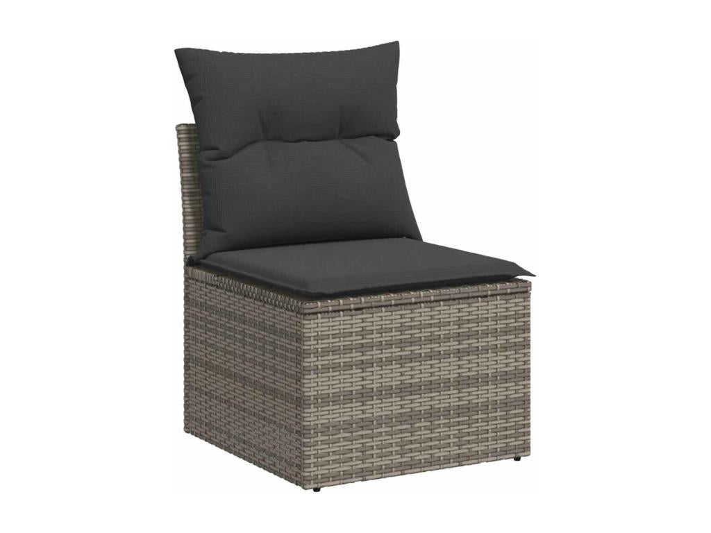 Salon de jardin 6 pièces avec coussins gris résine tressée LULJ45151