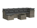 Salon de jardin 8 pièces avec coussins gris résine tressée DRNA30008