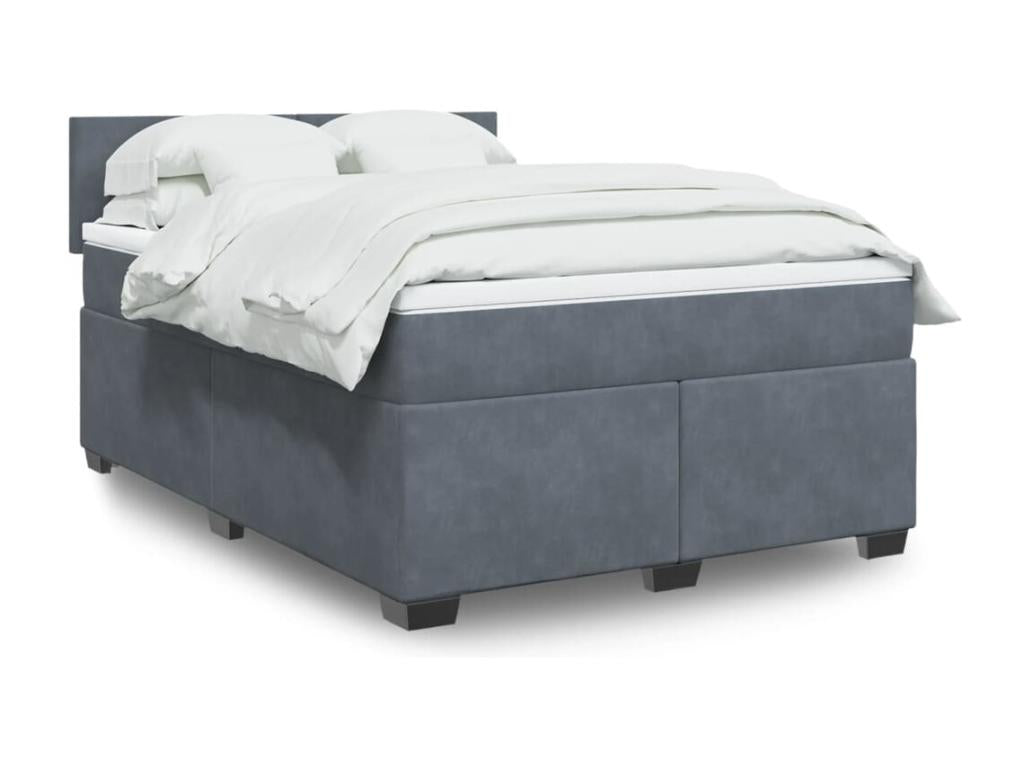 Zensova à Zensova de lit et matelas Gris foncé 140x190cm Velours LNJT48038