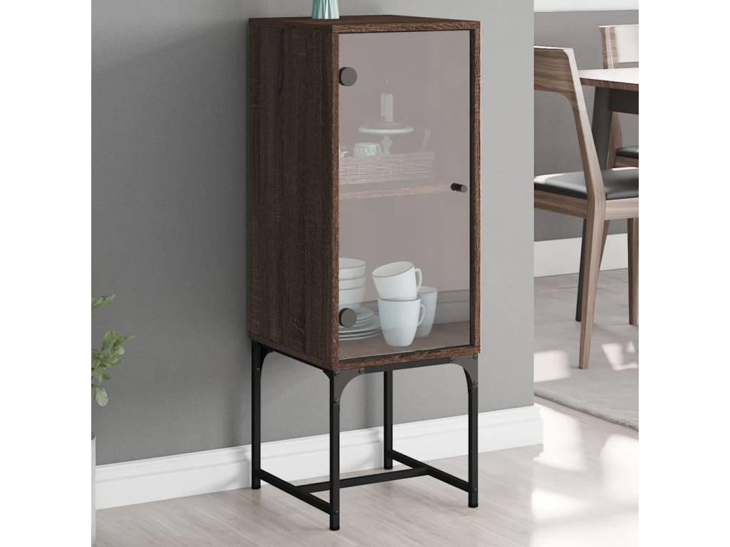 Armoire latérale avec porte en verre chêne marron 35x37x100 cm LNZN16979