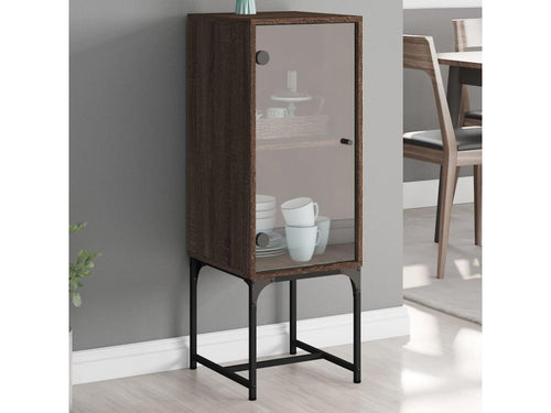 Armoire latérale avec porte en verre chêne marron 35x37x100 cm LNZN16979
