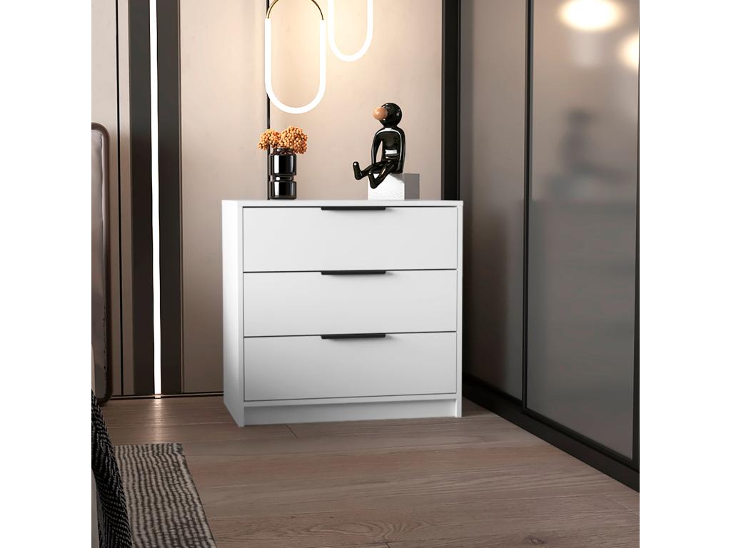 Commode Dormeva en mélamine avec tiroirs à rail métallique 68,68 cm X 69,85 cm X 41,50 cm Blanc WMLK67042