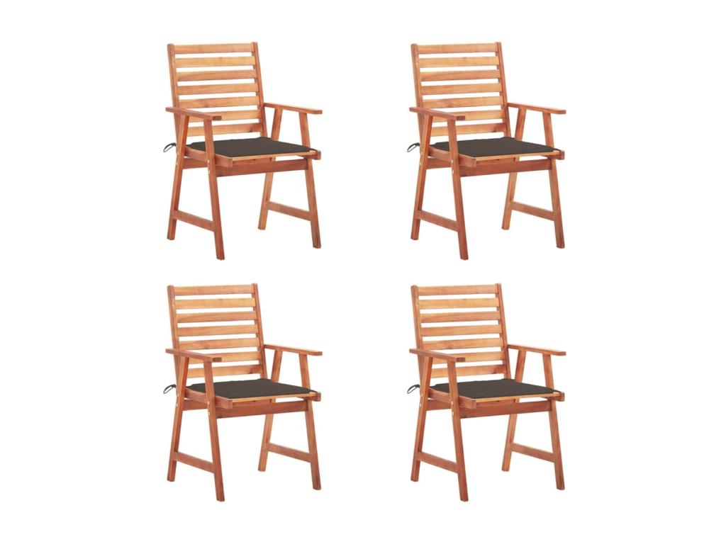 Chaises à dîner d'extérieur 4 pièces avec coussins Zensova massif XTUA72453