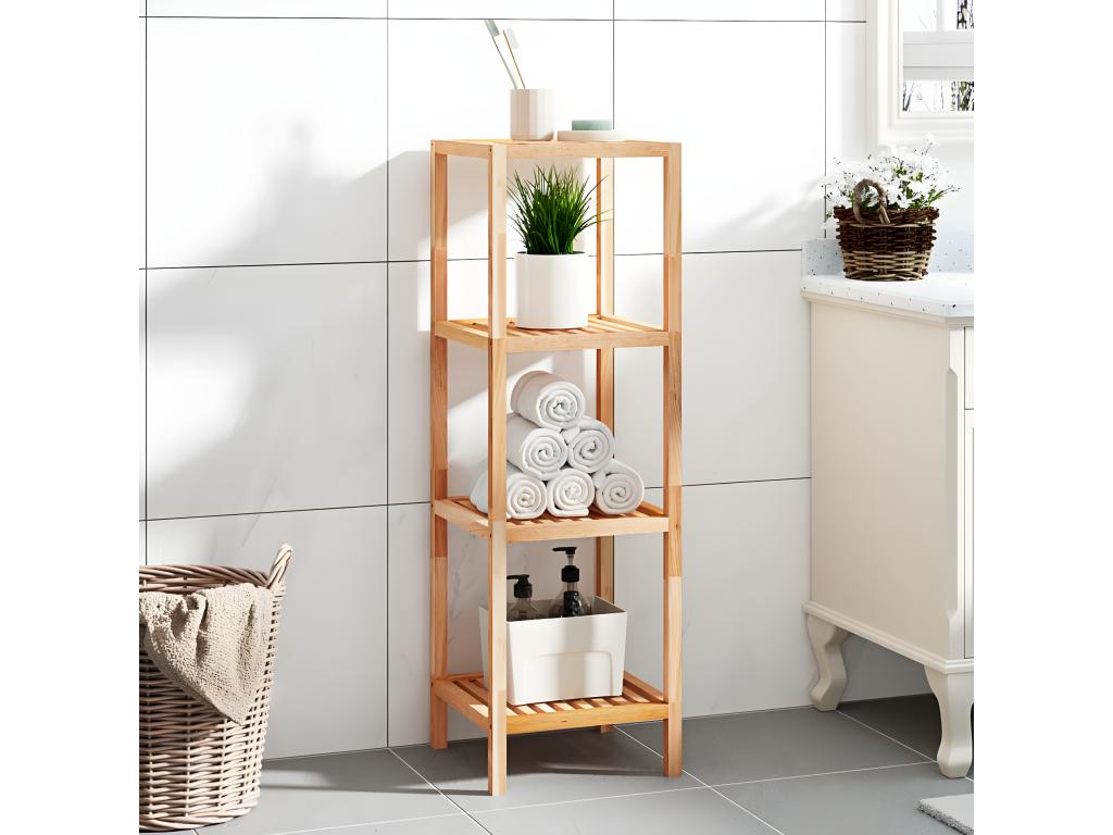 Etagère de salle de bain 36x36x112 cm Bois massif de noyer DRDB73748