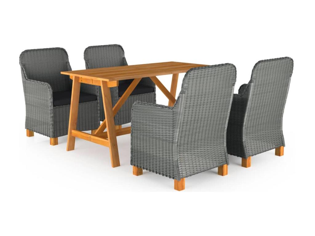 Ensemble à manger de jardin 5 pcs Gris clair YQOS54783