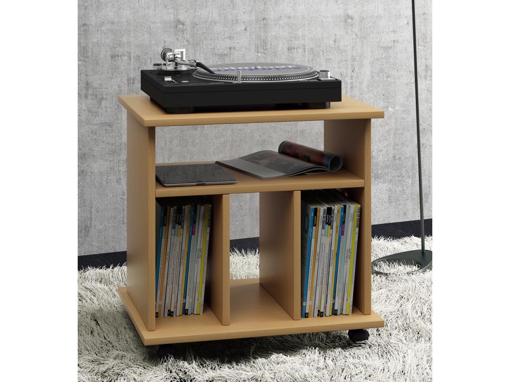 Dormeva bois vinyles LP étagère armoire rangement média rollable Dormeva Retal hêtre RDDN89121