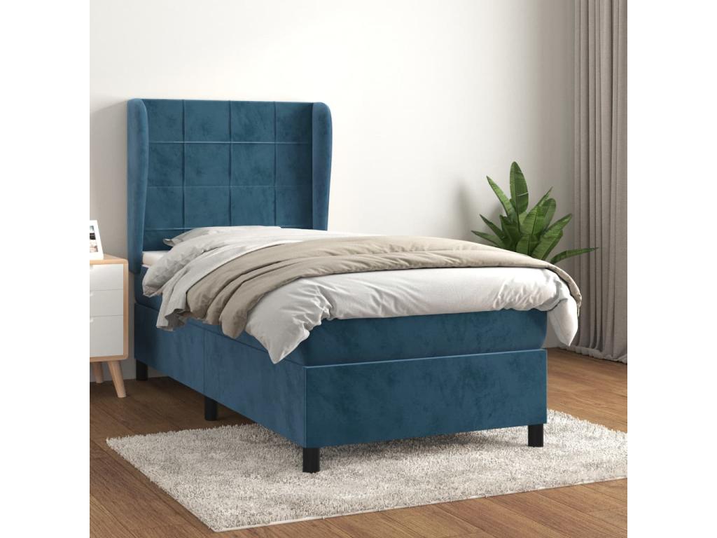 Lit à sommier tapissier avec matelas Bleu foncé 100x200 cm MBMN87996