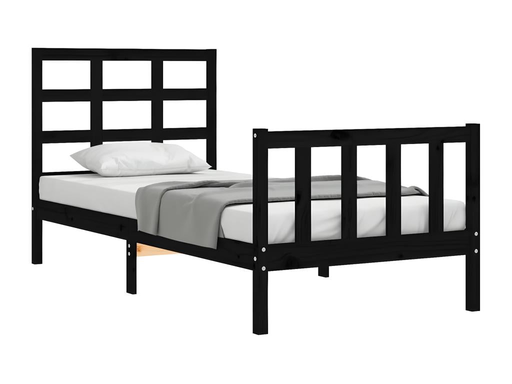 Cadre de lit sans matelas noir 100x200 cm bois massif de pin SHJD20456