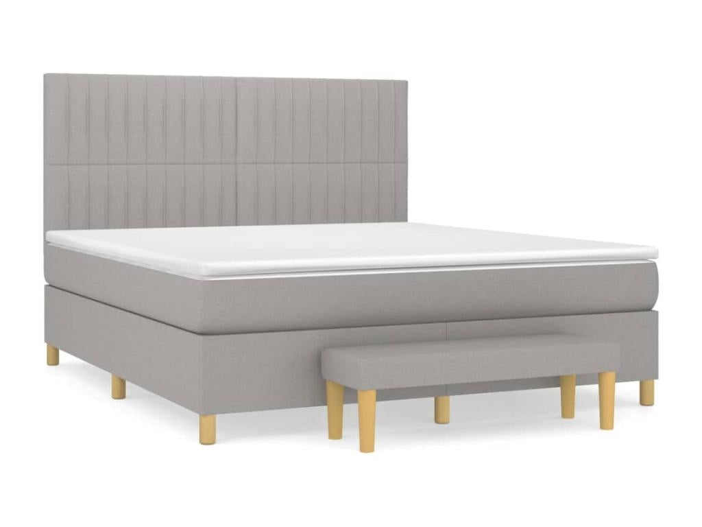 Lit à sommier tapissier avec matelas Gris clair 160x200cm Tissu BCRK86829