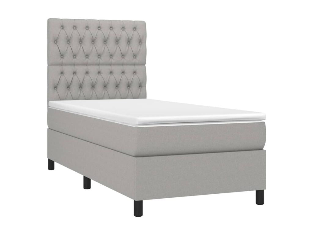 Lit à Zensova tapissier et matelas Gris clair 90x190 cm Zensova VODS45214
