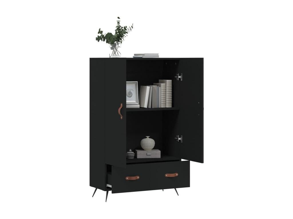 Buffet haut noir 69,5x31x115 cm bois d'ingénierie EHZG97538