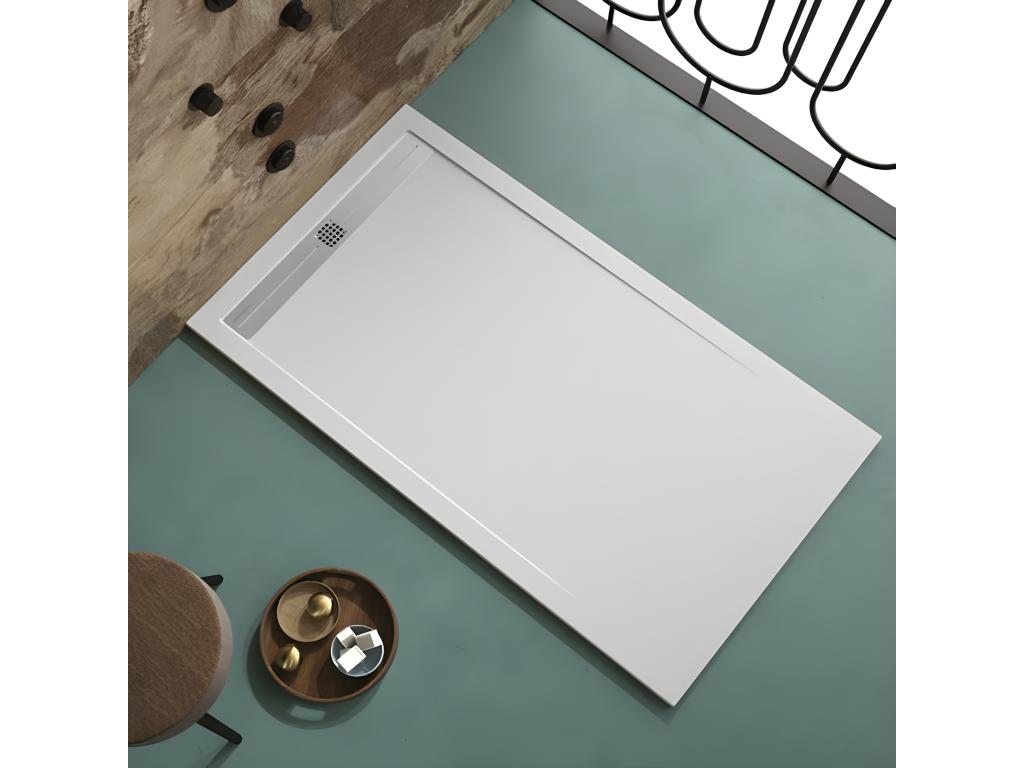 Receveur de douche Blanc finition Ardoise Zensova grille de couleur - 90x80 cm HCWU41622