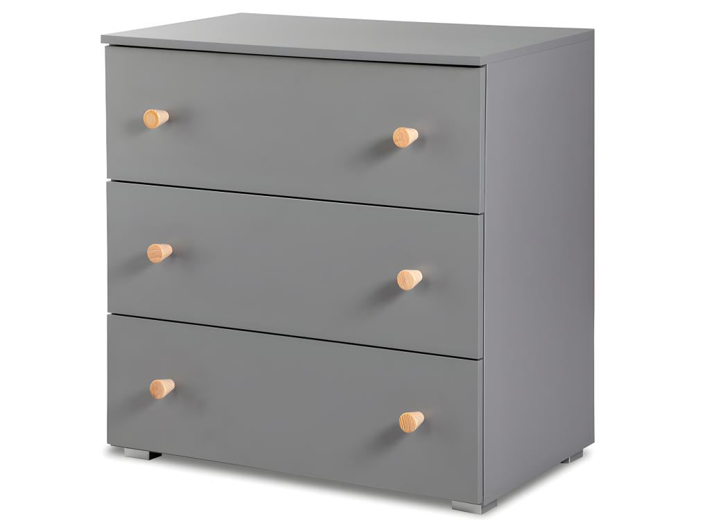 Zensova - Commode Zensova L- 80 cm Grise - 3 tiroirs IDQM69940