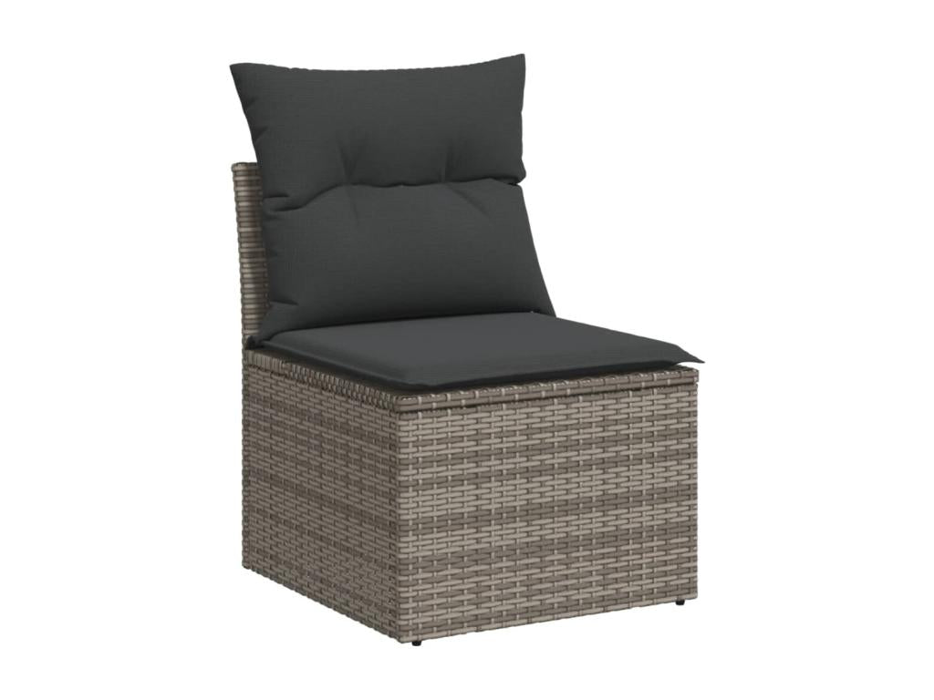 Salon de jardin 9 pcs avec coussins gris résine tressée XRIT67322