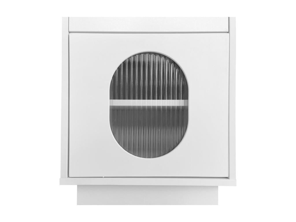 Coiffeuse avec miroir et éclairage LED - 2 tiroirs et une armoire amovible - Tabouret blanc non inclus MVBN06196