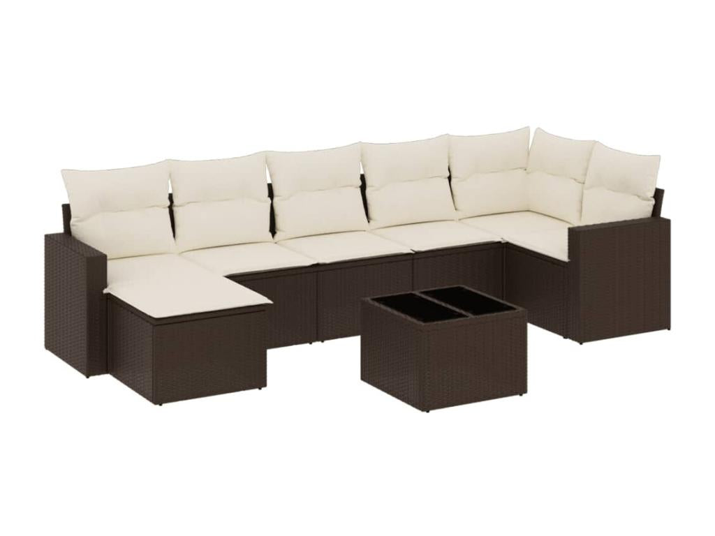 Salon de jardin 8 pcs avec coussins marron résine tressée OGZC52733