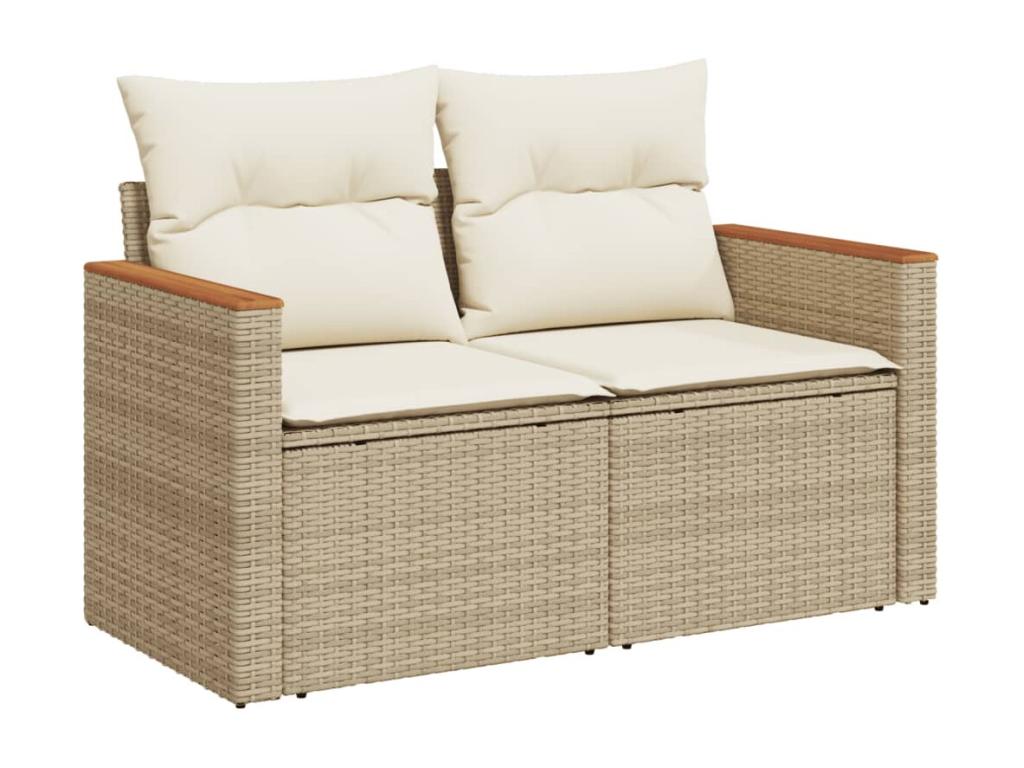 Salon de jardin avec coussins 5 pcs beige résine tressée HGRR44081