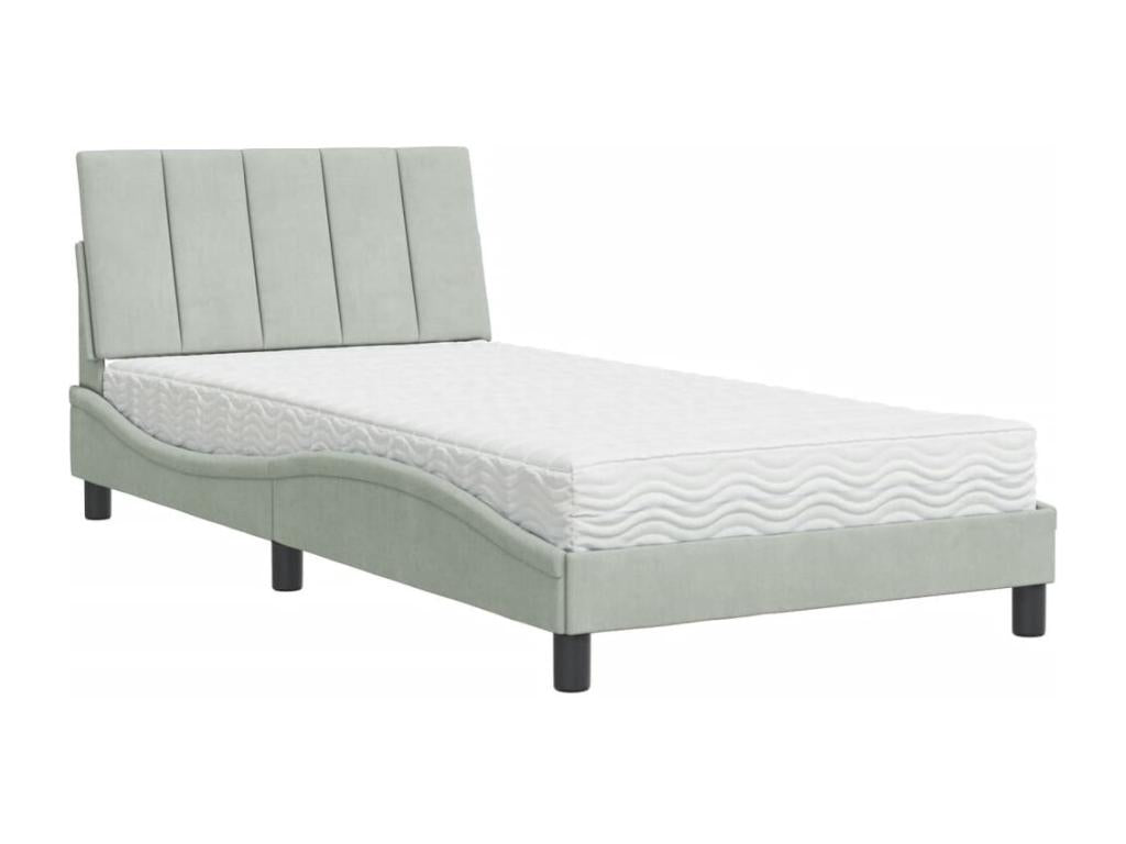 Lit avec matelas gris clair 100x200 cm velours JDDP99844