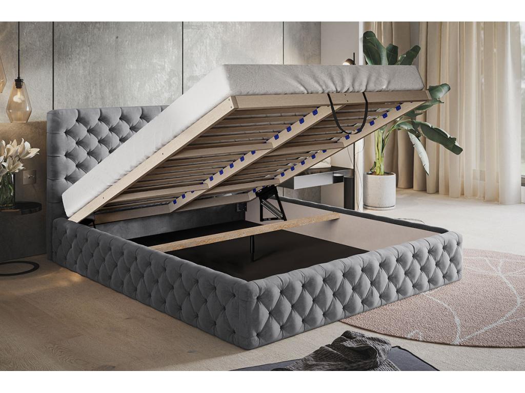 Dormeva Lit adulte 140x200 Dormeva - Lit double avec Rangment - Lit rembourrée lit Dormeva 140x200 - Velvet Noir Amor Velvet 4322 JXBU33292