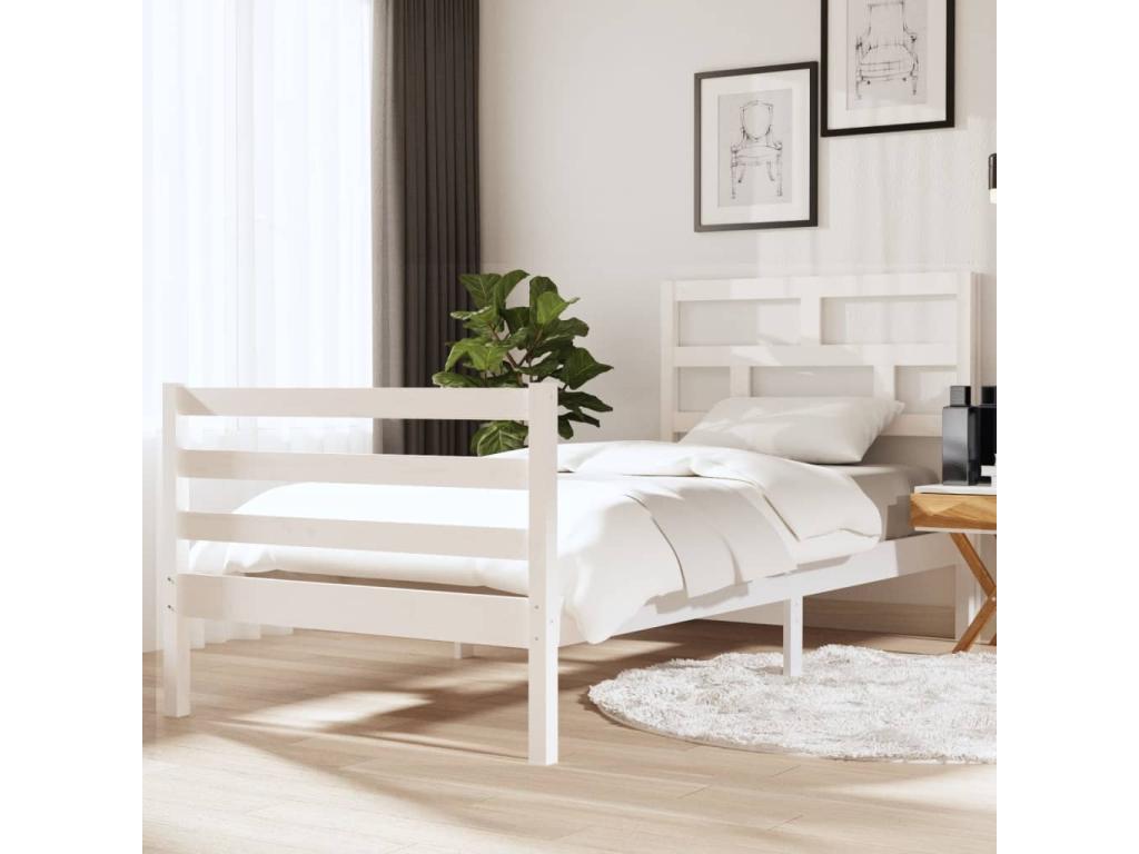Cadre de lit sans matelas blanc 90x190 cm bois massif ZLDO71120