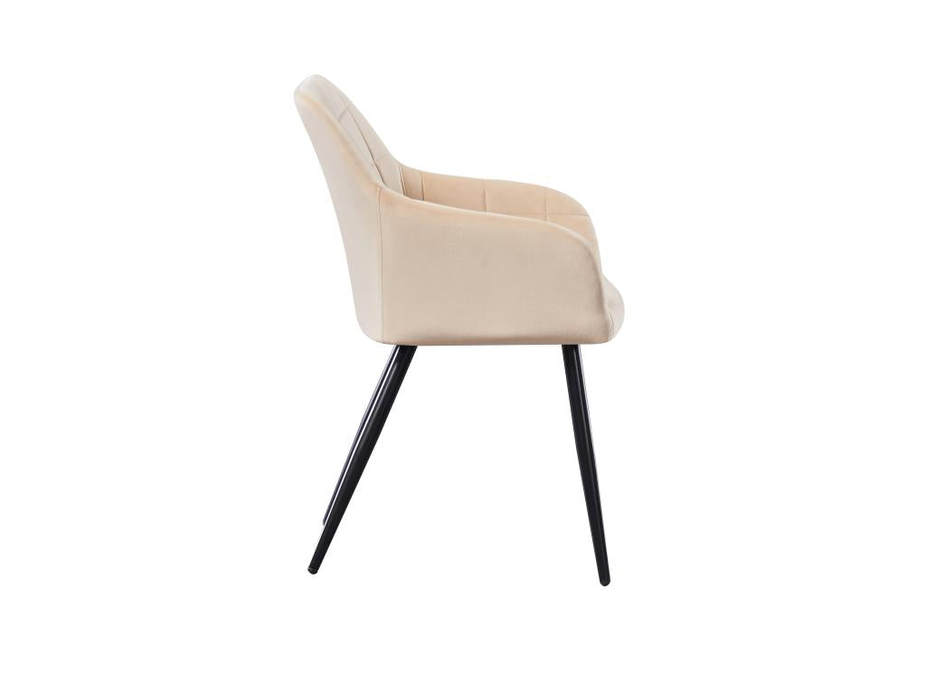 Ensemble de 4 chaises de salle à manger Zensova - Tapissées de velours avec pattes en métal - Crème ZGBK26034