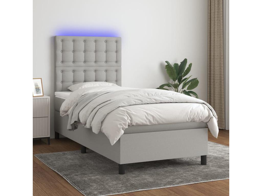 Zensova tapissier avec matelas et LED Gris clair 80x200cm Zensova HIMY95356