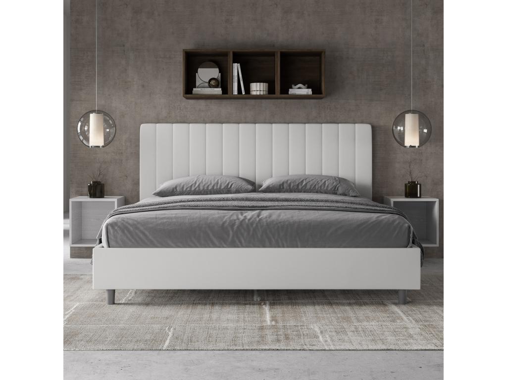 Lit Dormeva taille avec sommier rembourré 200x200 similicuir blanc Dormeva VQTO44238