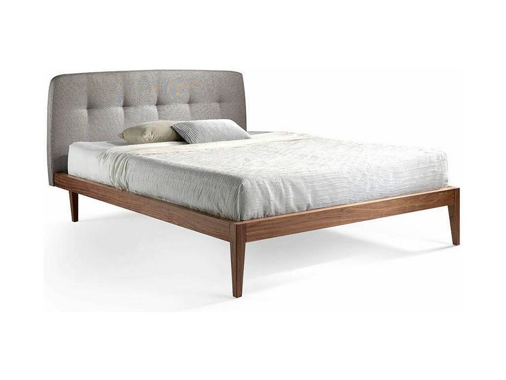 Lit double 150x200 bois noyer et tête de lit tissu Noviza-Couleur Dormeva 04 CDDY99683