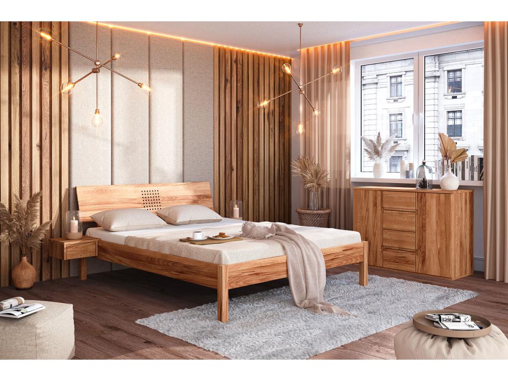 Dormeva - Lit avec tête de lit en bois de coeur de hêtre huilé naturel 180x200 JFPG16495