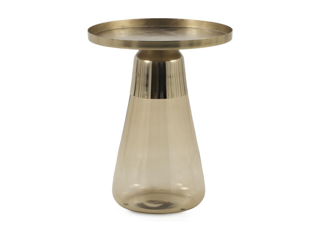 Table d'appoint avec base en verre vert et plateau en métal doré DPKX43355