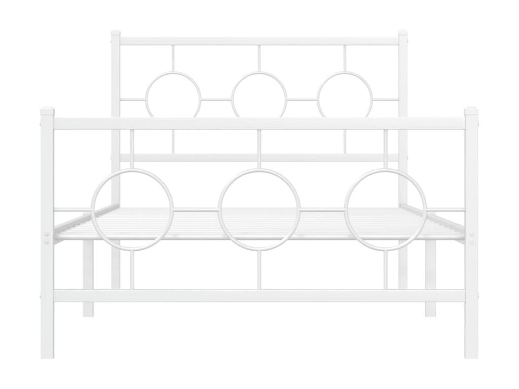 Cadre de lit métal avec tête de lit/pied de lit blanc 100x200cm LDDQ59485