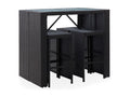 Mobilier de bar d'extérieur 5 pièces Résine tressée et verre Noir POJY45312