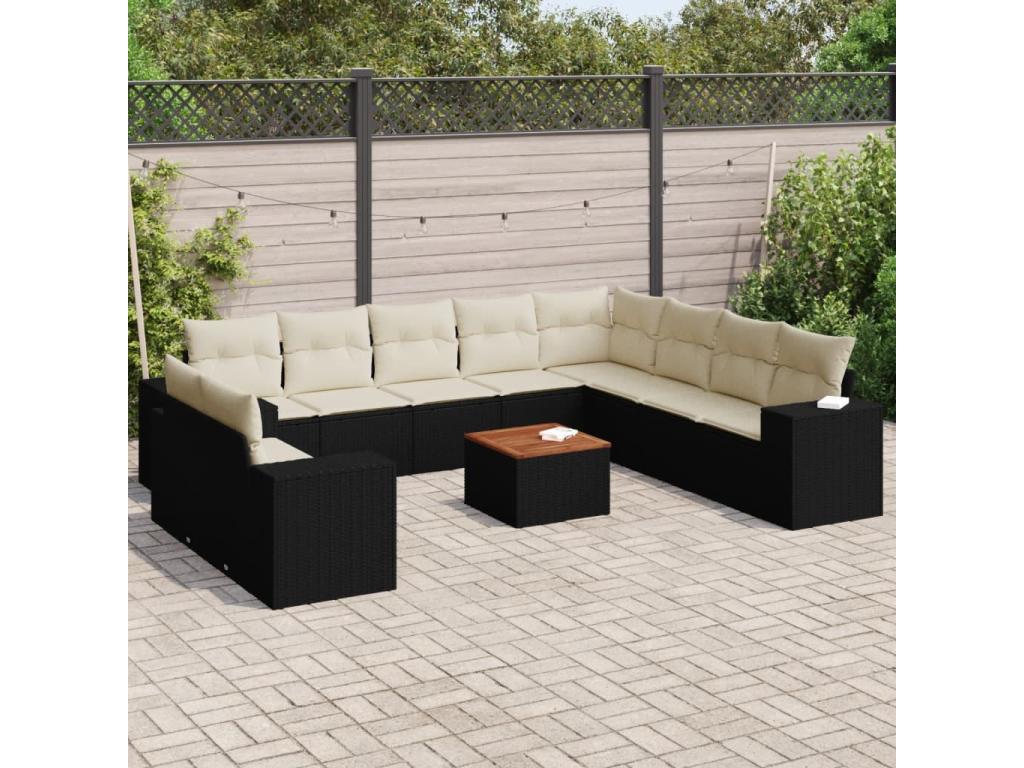 Salon de jardin 11 pièces avec coussins Zensova résine tressée QXDC20323