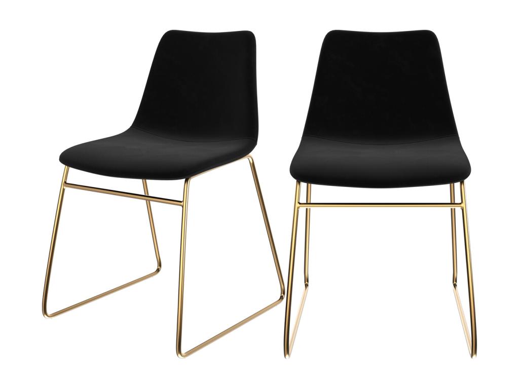 Lot de 2 chaises en velours noir et pieds en métal doré - Dormeva QGXY34448