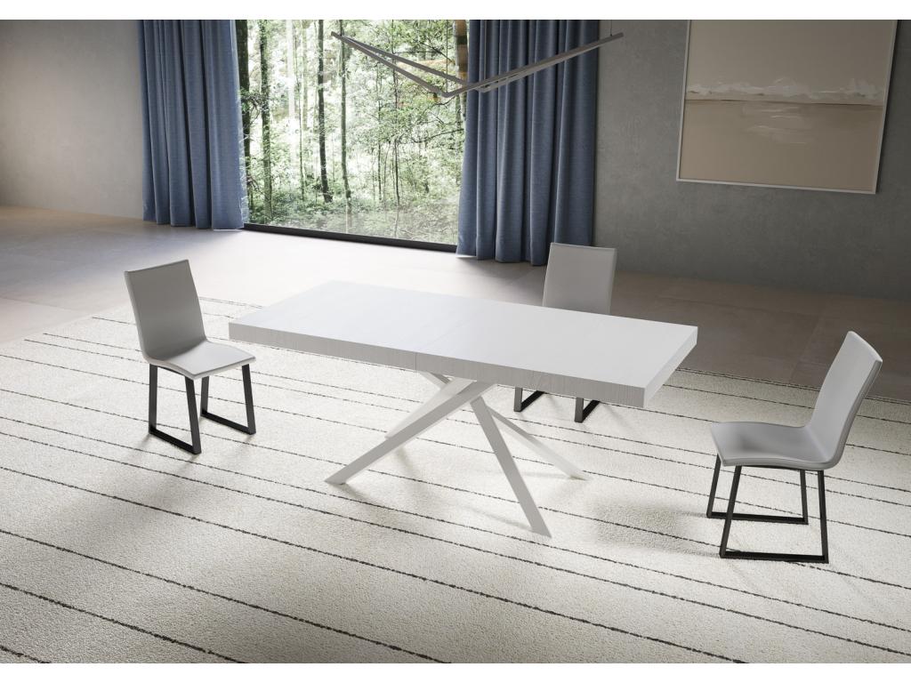Table extensible 90x180/ 440 cm Niket Frêne Blanc pieds blancs TCBZ79332