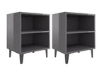 Tables de chevet pieds en métal 2 pcs Gris brillant 40x30x50 TTMG94046
