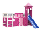 Lit mezzanine enfant avec tour sans matelas rose 90x200 cm GUAN01092