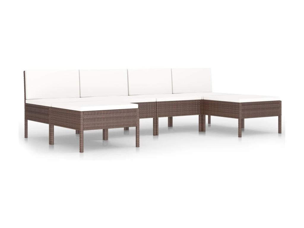 Salon de jardin 6 pcs avec coussins Résine tressée Marron 40 IWIO34282