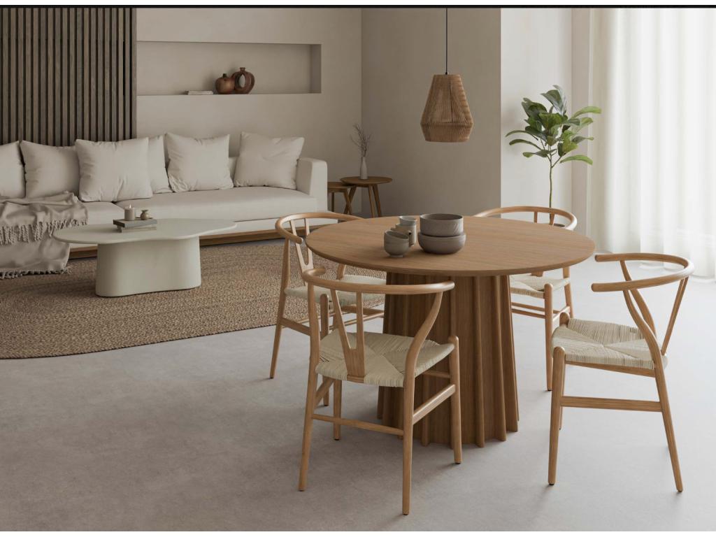 Table ronde en chêne Zensova - Élégance naturelle-Diamètre 100 cm AIVX41804