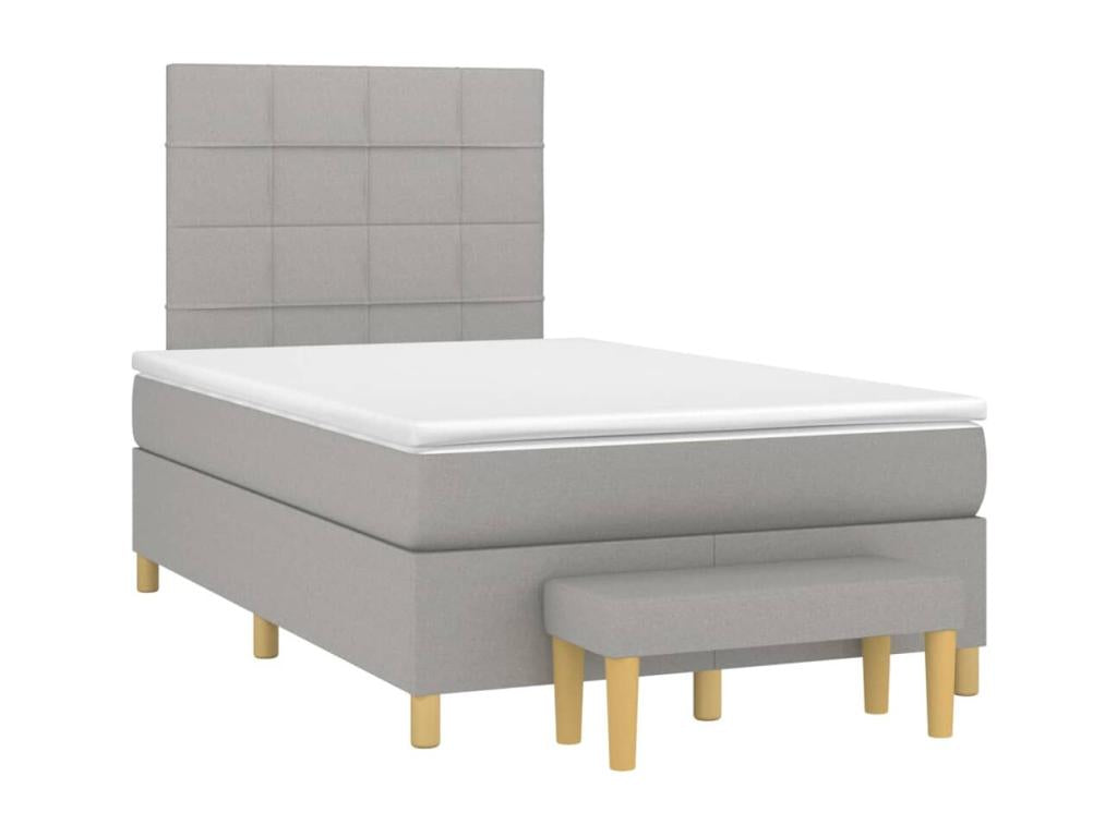 Lit à sommier tapissier avec matelas Gris clair 120x200cm Tissu GWQW81633