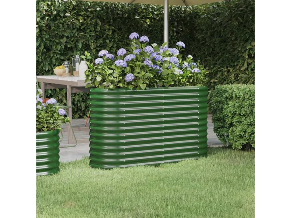 Lit surélevé de jardin Acier enduit de poudre 114x40x68 cm Vert DGTA28840