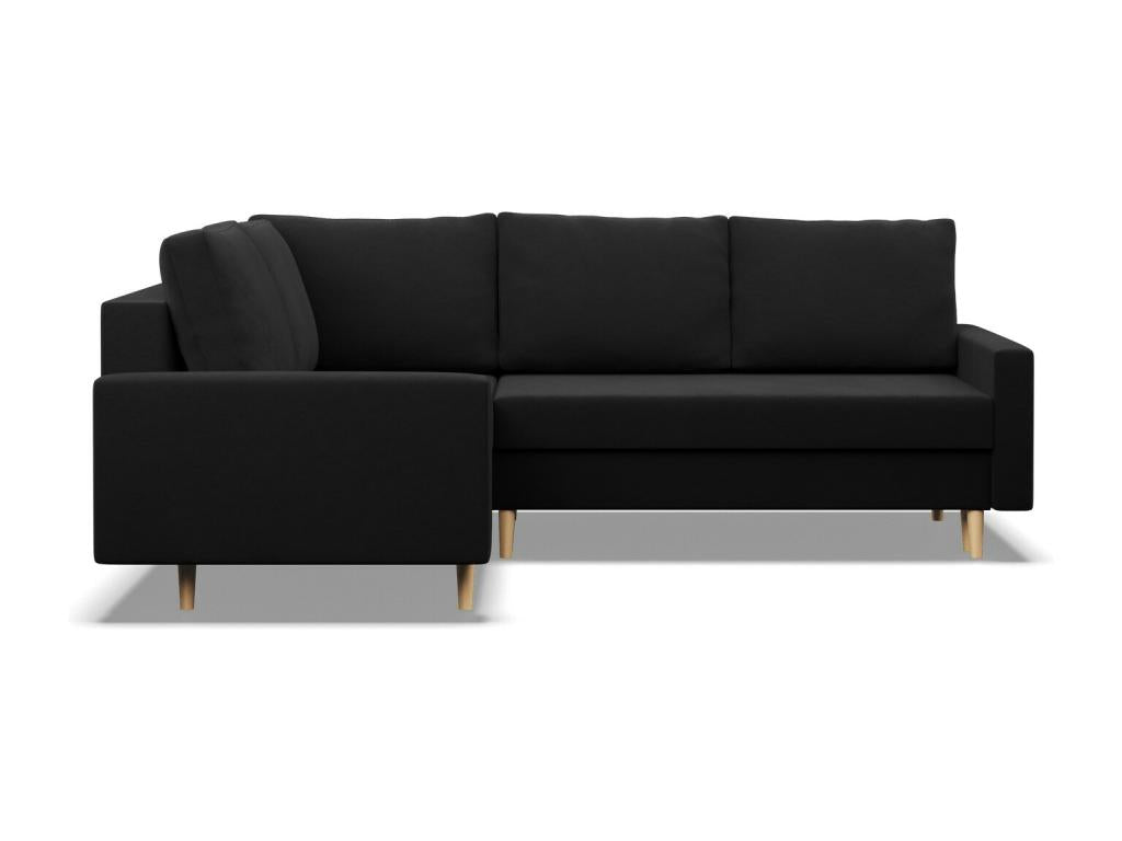 Gauche Canapé d'angle avec fonction couchage Coussin réversible Noir LAJF53594