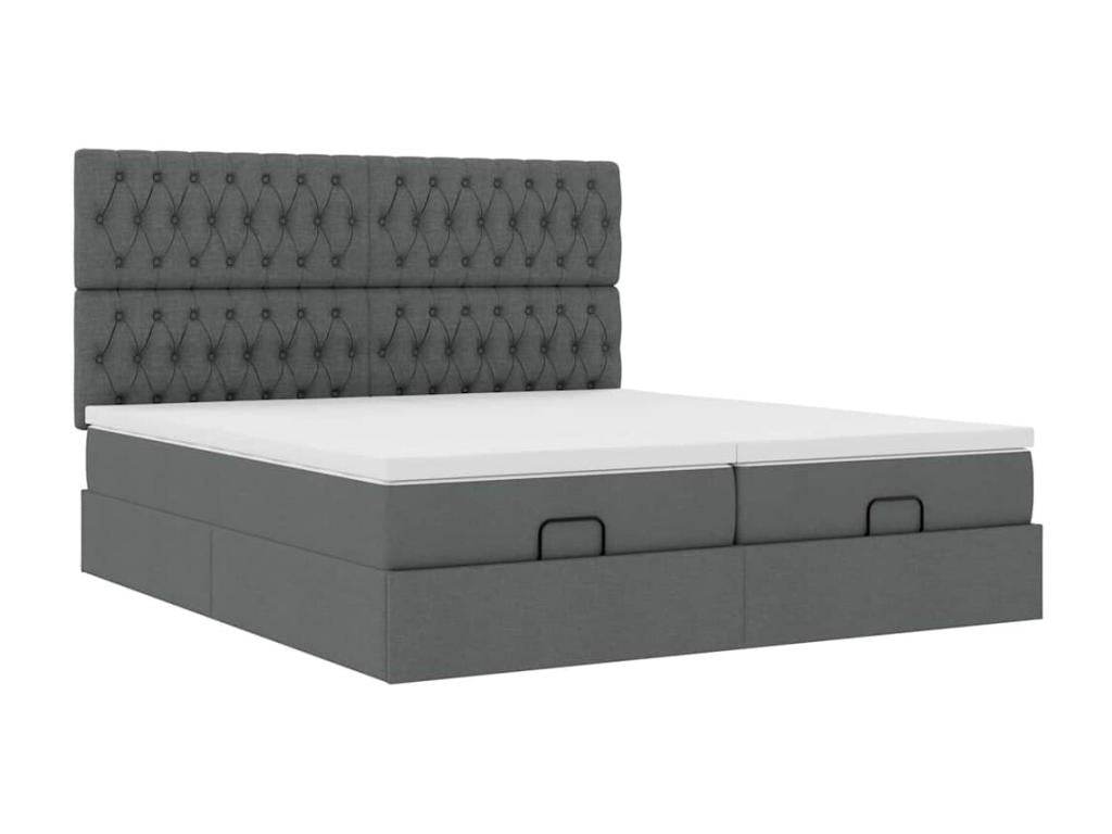 Cadre de lit Dormeva avec matelas gris foncé 200x200cm tissu VLBF45933