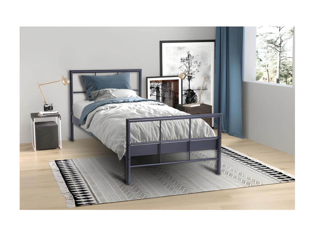 Lit en métal 90x200 cm Zensova coloris gris foncé XUJV52513
